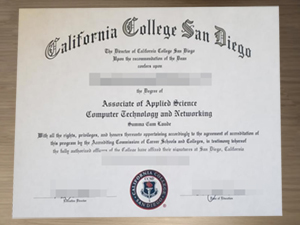 California College San Diego diploma displayed on a professional background