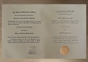 The American University of Beirut diploma sample featuring official design, university seal, and signatures.