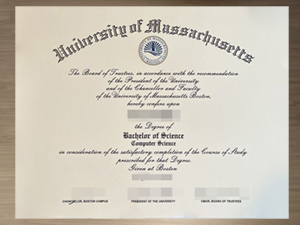 University of Massachusetts diploma design showing university graduation certificate details